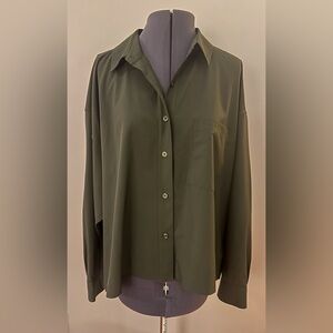 Athleta Olive Button Down Shirt Plus Size 1X